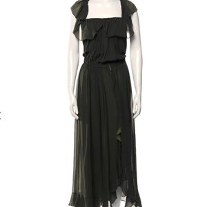 Vintage Yves Saint Laurent Rive Gauche Silk Long Dress, Green